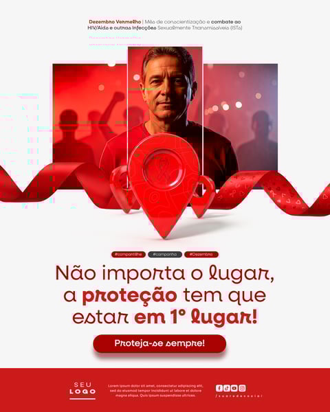 DEZEMBRO VERMELHO MÊS DE LUTA CONTRA A AIDS HIV E OUTRAS IST SOCIAL MEDIA PSD EDITÁVEL 6