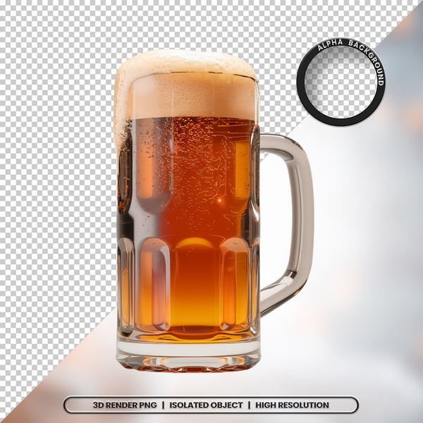 3D RENDER COPO DE CERVEJA BEBIDA ELEMENTO ÍCONE PSD PNG