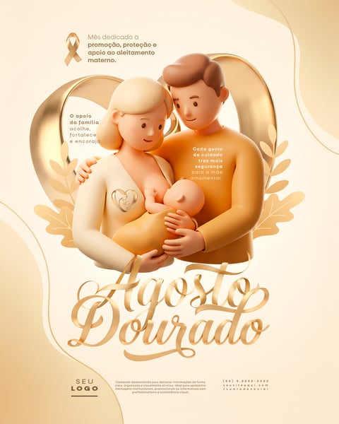 AGOSTO DOURADO MÊS DEDICADO À PROMOÇÃO PROTEÇÃO E APOIO AO ALEITAMENTO MATERNO SOCIAL MEDIA PSD EDITÁVEL 5