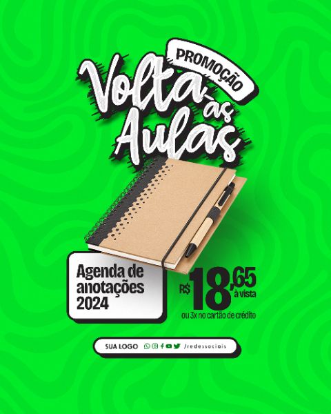 SOCIAL MEDIA - VOLTA AS AULAS PAPELARIA - AGENDA DE ANOTAÇÕES