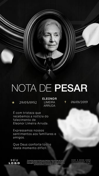 NOTA DE PESAR FALECIMENTO LUTO STORY SOCIAL MEDIA PSD EDITÁVEL 5