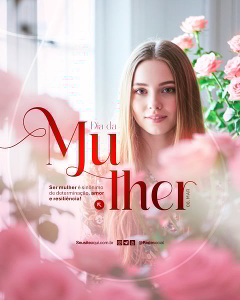 DIA INTERNACIONAL DA MULHER 8 DE MARÇO SOCIAL MEDIA PSD EDITÁVEL