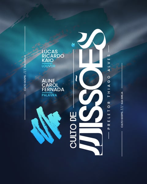 FLYER GOSPEL CULTO DOMINGO DE LOUVOR E ADORAÇÃO IGREJA SOCIAL MEDIA PSD EDITÁVEL