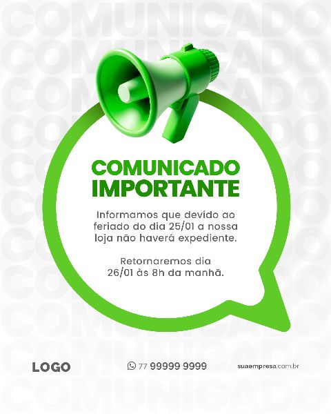 SOCIAL MEDIA PARA AVISOS E COMUNICADOS - VERDE