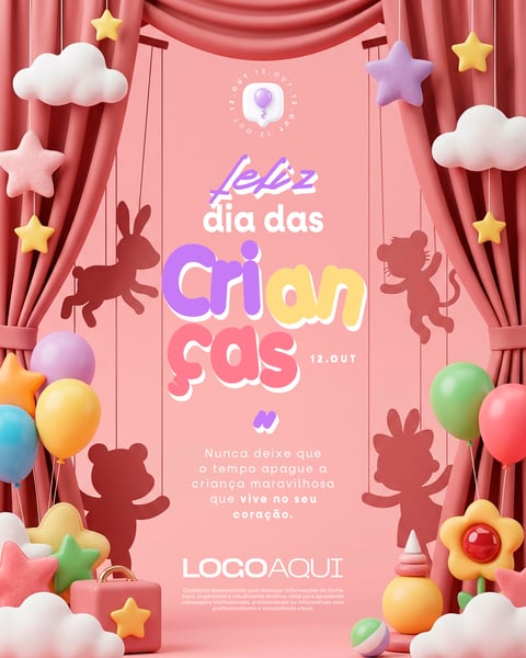 DIA DAS CRIANÇAS 12 DE OUTUBRO SOCIAL MEDIA PSD EDITÁVEL
