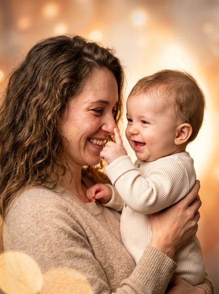Mãe com seu filho bebê no colo 01