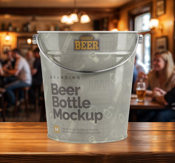 BALDE PARA CERVEJA PSD EDITÁVEL MOCKUP