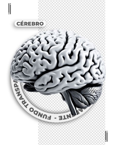 CÉREBRO 3D BRANCO | IMAGEM SEM FUNDO | PSD EDITÁVEL
