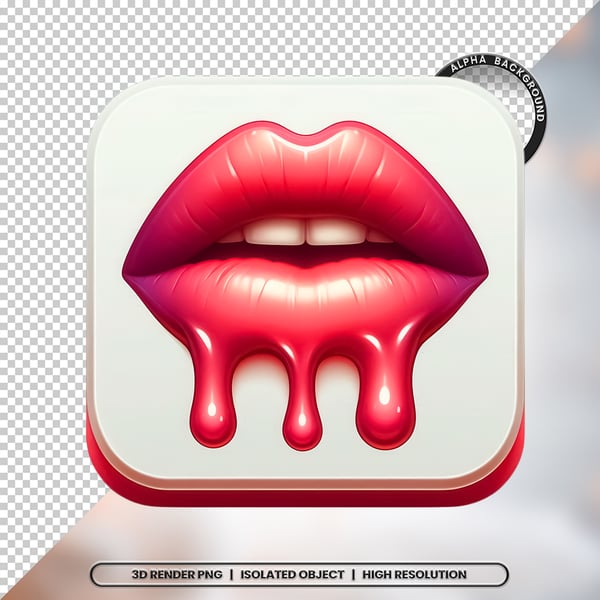 3D RENDER BOCA LÍNGUA LEITE ELEMENTO ÍCONE PSD PNG