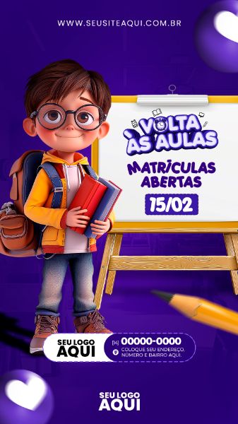 STORY | VOLTA ÀS AULAS | MATRÍCULAS ABERTAS | ESCOLA | PSD EDITÁVEL