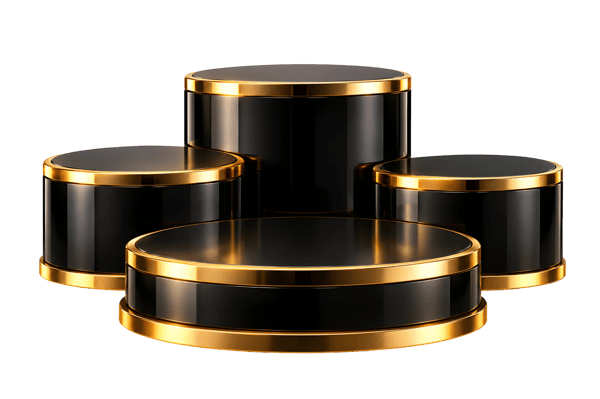 PÓDIO LUXUOSO PRETO E DOURADO