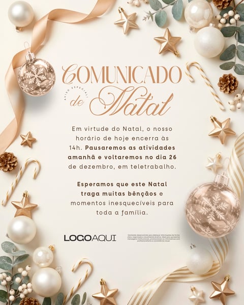 COMUNICADO DE NATAL PARA EMPRESA SOCIAL MEDIA FLYER PSD EDITÁVEL