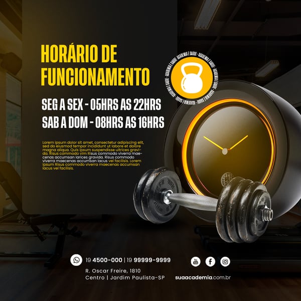 ACADEMIA - HORÁRIO DE FUNCIONAMENTO