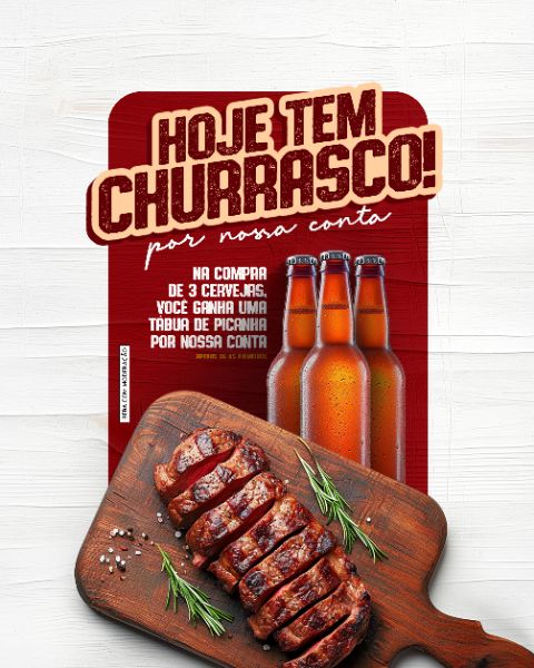 SOCIAL MEDIA - BAR E PETISCARIA - HOJE TEM CHURRASCO