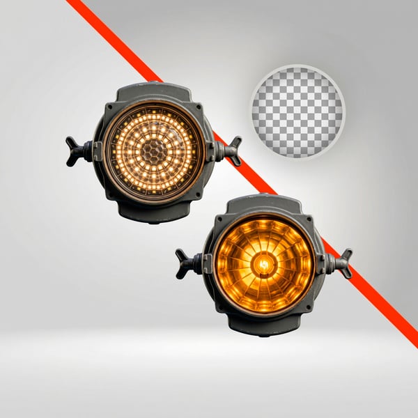 Dois PNG Luz Spot Light 3D para Flyer de Show, Lâmpada LED