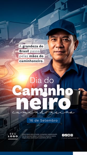 DIA DO CAMINHONEIRO 16 DE SETEMBRO SOCIAL MEDIA PSD EDITÁVEL STORY 16
