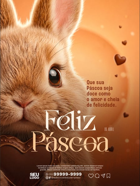 FELIZ PÁSCOA COELHO DA PÁSCOA 05 DE ABRIL STORY SOCIAL MEDIA PSD EDITÁVEL 04