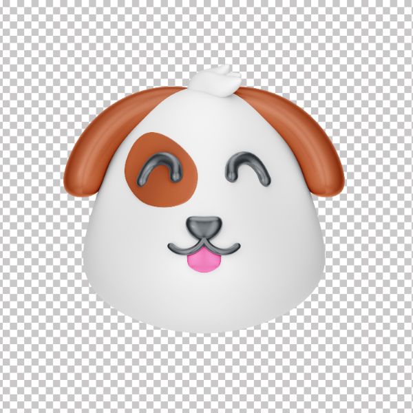 ASSET 3D - EMOJI CACHORRO EM 3D COM FUNDO TRANSPARENTE