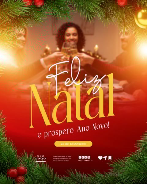 FELIZ NATAL E PRÓSPERO ANO NOVO 25 DE DEZEMBRO SOCIAL MEDIA PSD EDITÁVEL 9