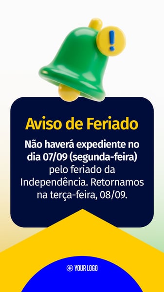 COMUNICADO INDEPENDÊNCIA DO BRASIL 07 09 SOCIAL MEDIA FLYER PSD EDITÁVEL STORY