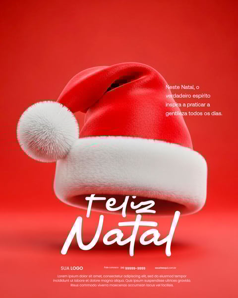 Chapéu Papai Noel Vermelho. Feliz Natal, Espírito Festivo E Alegria Social Media PSD Editável
