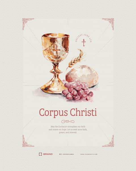 Corpus Christi Chalice and Bread Celebration of the Eucharist Editable PSD