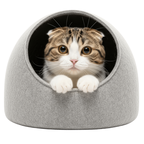 GATO EM TOCA CINZA MINIMALISTA