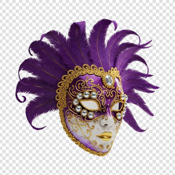 MÁSCARA DE CARNAVAL ROXA COM PENAS 02