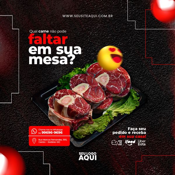FEED QUADRADO - AÇOUGUE | CARNE | CHURRASCO | SOCIAL MEDIA | PSD EDITÁVEL