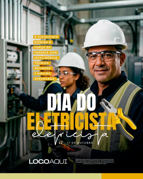 DIA DO ELETRICISTA 17 DE OUTUBRO SOCIAL MEDIA FLYER PSD EDITÁVEL