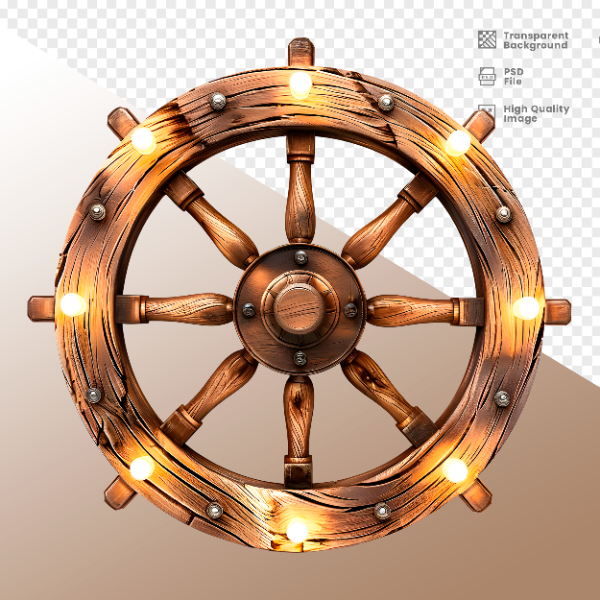 RODA DE MADEIRA COM LUZ - ELEMENTO 3D PARA COMPOSIÇÃO - WOOD