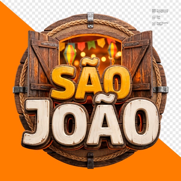 SAO JOAO CIRCULAR CORDA CELEIRO LETRAS AMARELAS PNG TRANSPARENTE