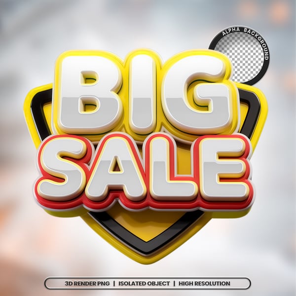 JWJ SELO 3D RENDER BIG SALE ELEMENTO ÍCONE PSD PNG (609)