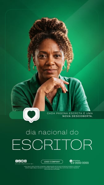 DIA DO ESCRITOR HOMENAGEM LITERATURA ARTE PARA REDES SOCIAIS SOCIAL MEDIA PSD EDITÁVEL 5 STORY