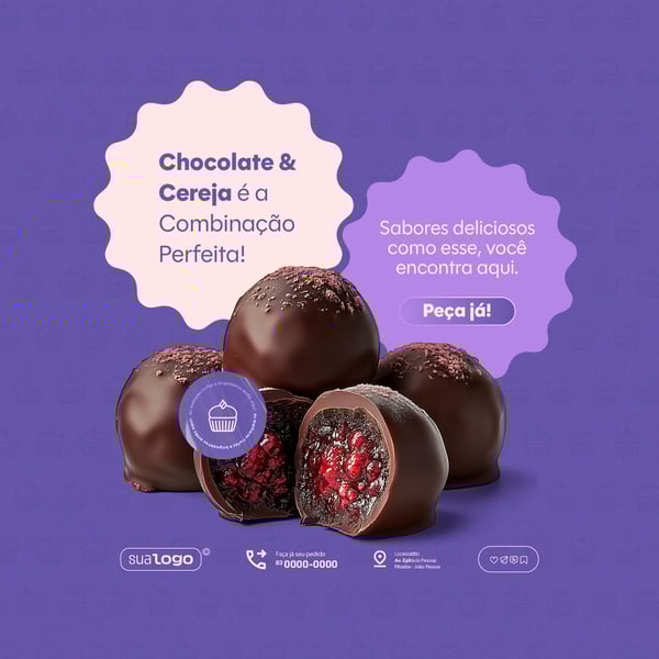 Confeitaria Brigadeiro Doceria  feed  social media psd editável