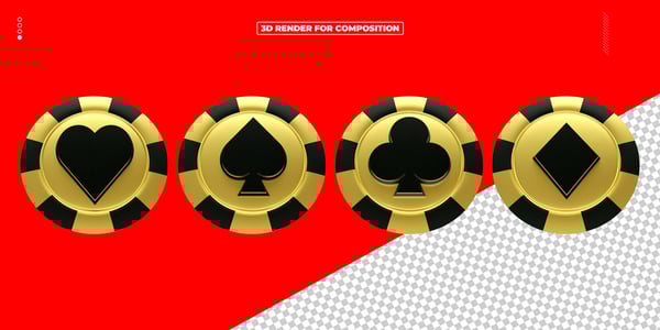 ELEMENTO 3D CASSINO FICHA POKER 4 NAIPES