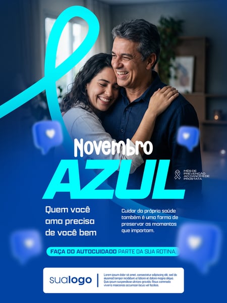 NOVEMBRO AZUL MÊS DE COMBATE AO CÂNCER DE PRÓSTATA SOCIAL MEDIA PSD EDITÁVEL 4