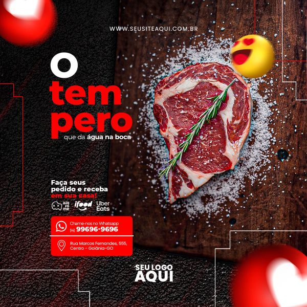 FEED QUADRADO - AÇOUGUE | CARNE | CHURRASCO | SOCIAL MEDIA | PSD EDITÁVEL