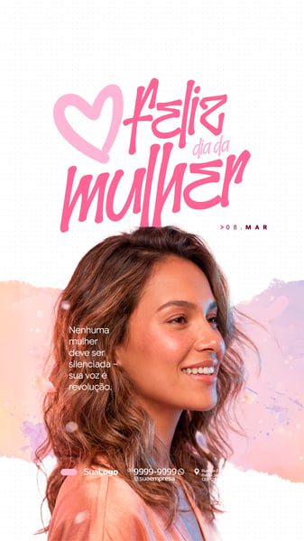 DIA INTERNACIONAL DA MULHER 08 DE MARÇO SOCIAL MEDIA PSD EDITÁVEL 6 STORY
