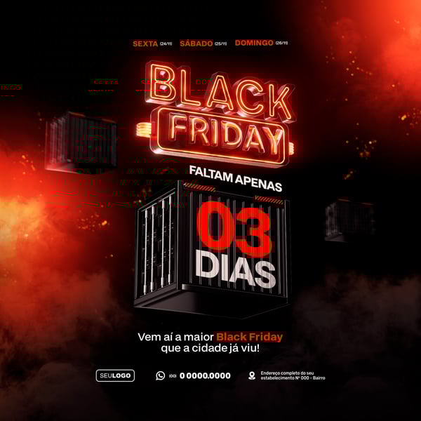 LDB FALTAM 3 DIAS BLACK FRIDAY SELO 3D TEMPLATE PSD