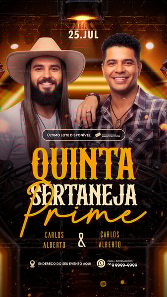 FLYER PARA EVENTO SHOW ARTISTA SERTANEJO PSD EDITÁVEL STORY 5