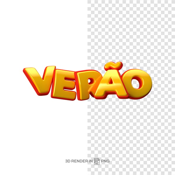 3D RENDER LETRAMENTO VERÃO VERMELHO AMARELO