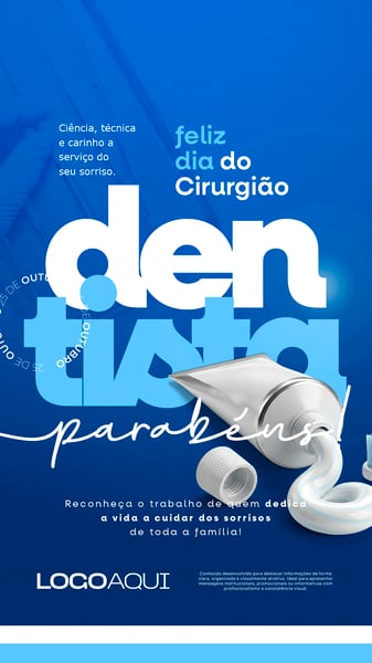 DIA DO CIRURGIÃO DENTISTA PARABÉNS 25 DE OUTUBRO SOCIAL MEDIA FLYER PSD EDITÁVEL STORY
