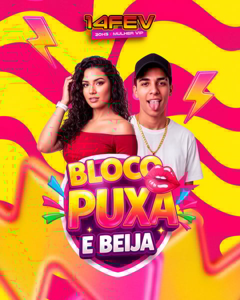 POST FEED FESTA CARNAVAL BLOCOS VIBRANTE ROSA AMARELO PSD EDITÁVEL