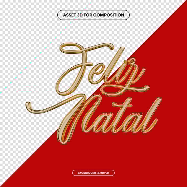 FELIZ NATAL LETTERING 3D DOURADO PARA COMPOSIÇÃO SOCIAL MEDIA PNG 12