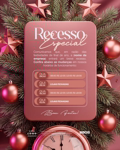 HORÁRIO ESPECIAL RECESSO FINAL DE ANO SOCIAL MEDIA PSD EDITÁVEL 5