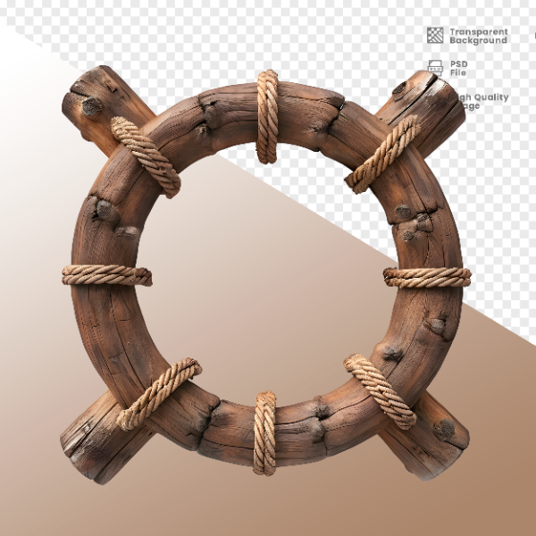 CÍRCULO MADEIRA E CORDA  ELEMENTO 3D PARA COMPOSIÇÃO - WOOD