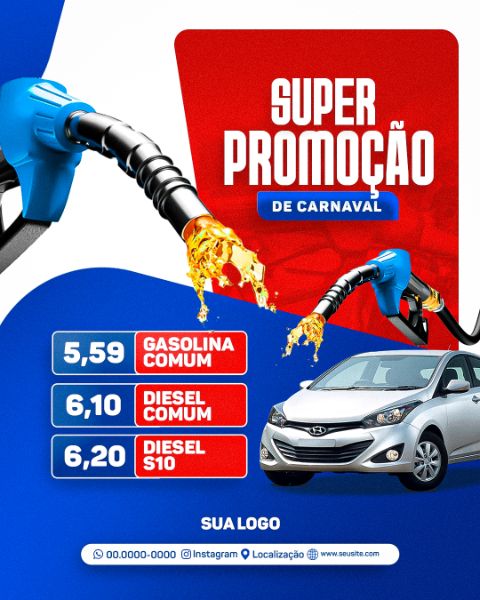 FLYER SOCIAL MEDIA POSTO DE COMBUSTÍVEL GASOLINA ETANOL