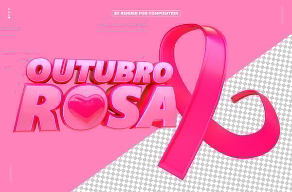 SELO 3D OUTUBRO ROSA PARA COMPOSIÇÃO