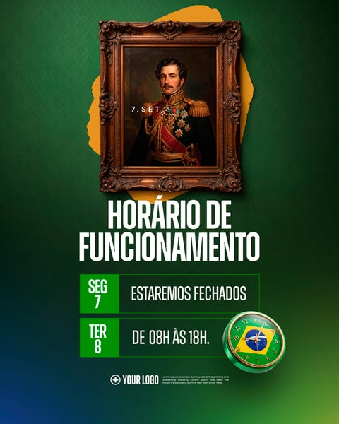 INDEPENDÊNCIA DO BRASIL HORÁRIO SOCIAL MEDIA FLYER PSD EDITÁVEL